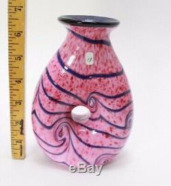 Fenton Dave Fetty Art Glass Pink Mosaic Donut Vase Fetty Mark