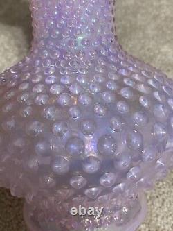 Fenton Double Crimped 10.5Vase Hobnail Champagne Pink Iridescent Opalescent