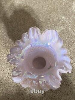 Fenton Double Crimped 10.5Vase Hobnail Champagne Pink Iridescent Opalescent