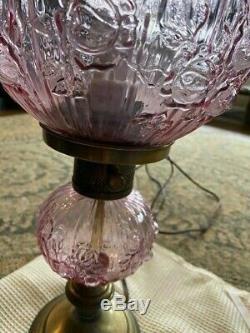 Fenton Dusty Rose Cabbage Rose 19 tall Student Lamp