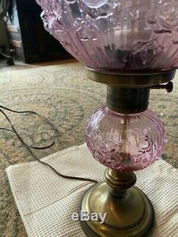 Fenton Dusty Rose Cabbage Rose 19 tall Student Lamp