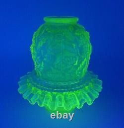 Fenton For LG Wright Yellow Topaz Vaseline Wild Rose 3 Piece Glass Fairy Lamp