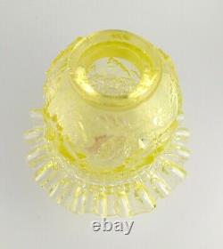 Fenton For LG Wright Yellow Topaz Vaseline Wild Rose 3 Piece Glass Fairy Lamp