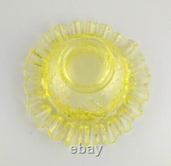 Fenton For LG Wright Yellow Topaz Vaseline Wild Rose 3 Piece Glass Fairy Lamp