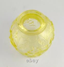 Fenton For LG Wright Yellow Topaz Vaseline Wild Rose 3 Piece Glass Fairy Lamp