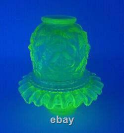 Fenton For LG Wright Yellow Topaz Vaseline Wild Rose 3 Piece Glass Fairy Lamp