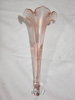 Fenton Glass 75th Anniversary Iridescent Pink Velva Rose 12 Center Horn