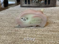 Fenton Glass Burmese Resting Unique Deer Signed M. Kibbe Original Pink Rare Glow