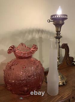 Fenton Glass Cabbage Rose Banquet Lamp