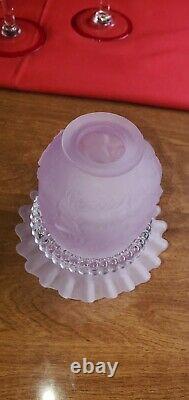 Fenton Glass LG Wright SATIN Lavender Wild Rose Fairy Courting Candle Lamp Light