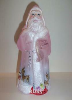 Fenton Glass Pink Rooftop Reindeer Christmas Santa Claus Deer Ltd Ed #4/24 Kibbe