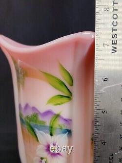 Fenton Glass Pink Rosalene Square Vase American Gallery, Signed Michelle Kibbe