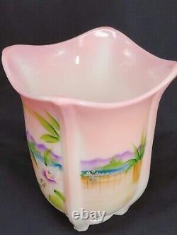 Fenton Glass Pink Rosalene Square Vase American Gallery, Signed Michelle Kibbe