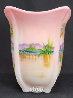 Fenton Glass Pink Rosalene Square Vase American Gallery, Signed Michelle Kibbe