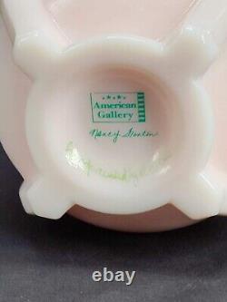 Fenton Glass Pink Rosalene Square Vase American Gallery, Signed Michelle Kibbe