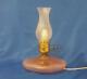 Fenton Glass Rare 10 Satin Rose And Etched Boudoir Pancake Lamp Museum Piece