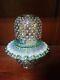 Fenton Glass Shelley 3 PC Iridescent Carnival Hobnail Violet Green Fairy Lamp