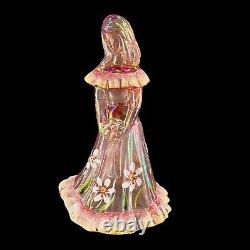 Fenton Hand Painted Art Glass Bridesmaid Doll Signed KS Buskirk Figurine Pink