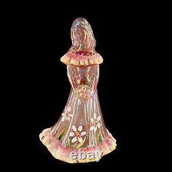 Fenton Hand Painted Art Glass Bridesmaid Doll Signed KS Buskirk Figurine Pink