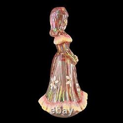 Fenton Hand Painted Art Glass Bridesmaid Doll Signed KS Buskirk Figurine Pink