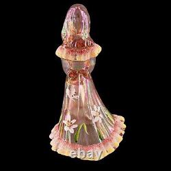 Fenton Hand Painted Art Glass Bridesmaid Doll Signed KS Buskirk Figurine Pink