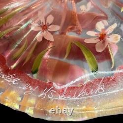 Fenton Hand Painted Art Glass Bridesmaid Doll Signed KS Buskirk Figurine Pink