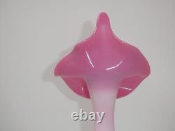 Fenton Hand Painted Flowers D. Cutshaw Signed Jack In The Pulpit Pink Glass Vase