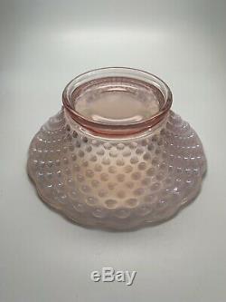 Fenton Hobnail Pink Opalescent Punchbowl and Cups