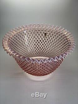 Fenton Hobnail Pink Opalescent Punchbowl and Cups