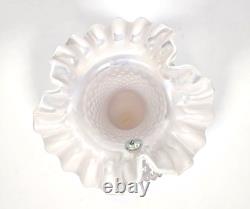 Fenton Iridescent Pearl Champagne Pink Hobnail Double Crimped Vase 10.5