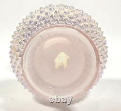 Fenton Iridescent Pearl Champagne Pink Hobnail Double Crimped Vase 10.5