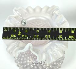 Fenton Iridescent Pearl Champagne Pink Hobnail Double Crimped Vase 10.5