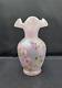 Fenton Iridescent Pink Vase Hand Painted and Signed By D Wright