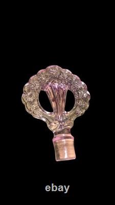Fenton Iridized Perfume Bottle Pink Stopper Hand Painted Signed 95 Anniversary