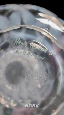 Fenton Iridized Perfume Bottle Pink Stopper Hand Painted Signed 95 Anniversary