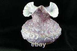 Fenton Iridized Pink Poppy Cased Pearl White Lamp Shade 7 Fitter