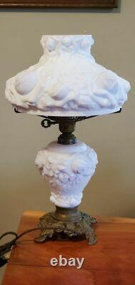 Fenton L. G. Wright GWTW Puffy Rose Cranberry Lamp