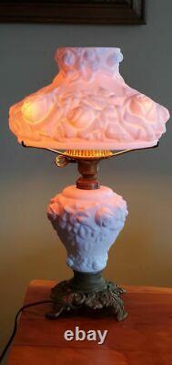 Fenton L. G. Wright GWTW Puffy Rose Cranberry Lamp