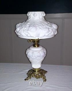 Fenton L. G. Wright GWTW Puffy Rose Cranberry Overlay Hurricane Table Lamp Base