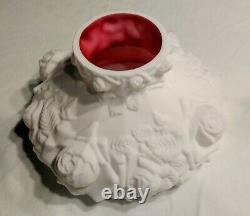 Fenton L. G. Wright GWTW Puffy Rose Cranberry Overlay Hurricane Table Lamp Base