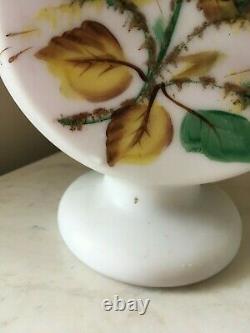Fenton- L G Wright Moss Rose Peach Blow Vase Lot of 2 matching Vintage