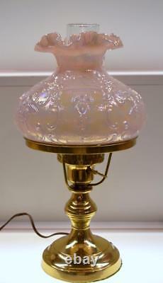 Fenton Lamp Champagne STUDENT WILD ROSE AND BOWKNOT 15.5 inch Tall