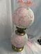 Fenton Lamp white \pink flowers 23''tall