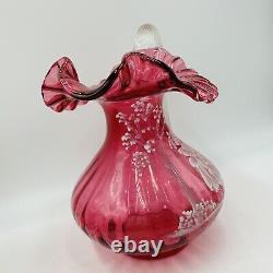 Fenton Mary Gregory Cranberry Pitcher Ltd Ed 2250 By Pezzoni Girl With Butterfly