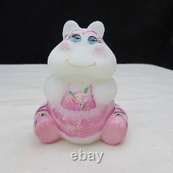 Fenton Opal Satin Pink Dress Hand Painted Hippo Special Order LE 2008 C2567