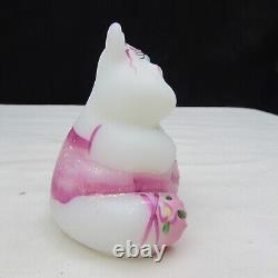 Fenton Opal Satin Pink Dress Hand Painted Hippo Special Order LE 2008 C2567