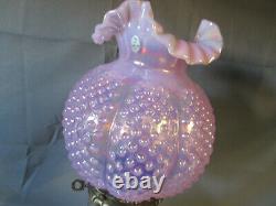 Fenton PINK Carnival HOBNAIL Gone with the Wind Victorian Electric Lamp 23 LG