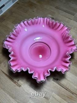 Fenton Peach Crest Vintage 13 Bowl With 2 Flower Vases 6.5 Pink & White Set