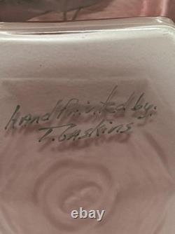 Fenton Pink Art Glass Ruffle Edge Hexagonal Ribbed White Cased Basket T Gaskins