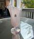 Fenton Pink Iridescent Art Glass Ruffled Rim Vase Pedestal Base